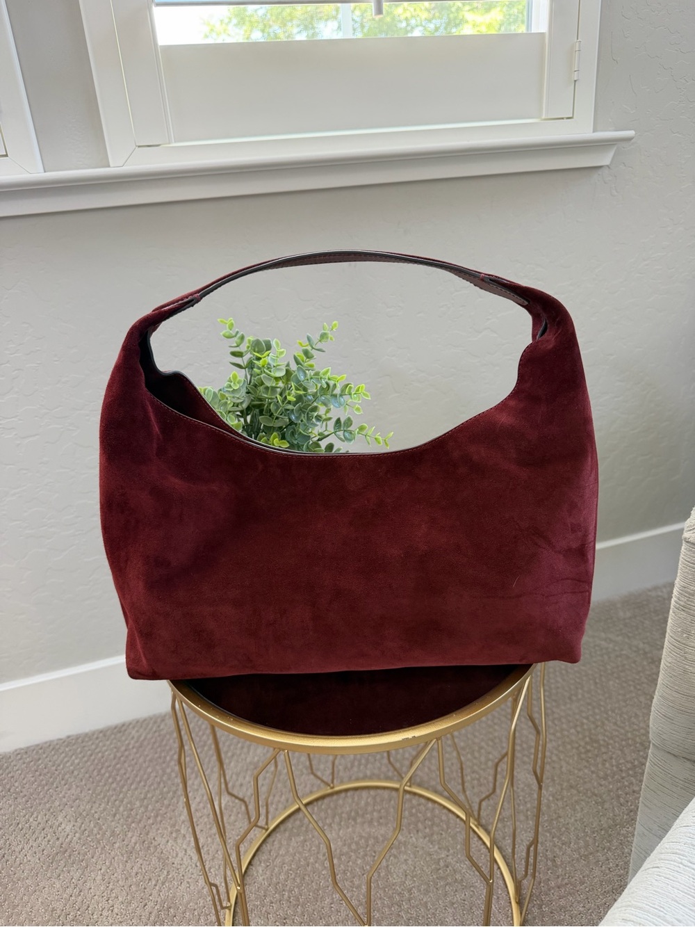 Madewell Suede Miley Shoulder Bag Aged Wine Burgundy Leather Hobo NW348 - Picture 2 of 13